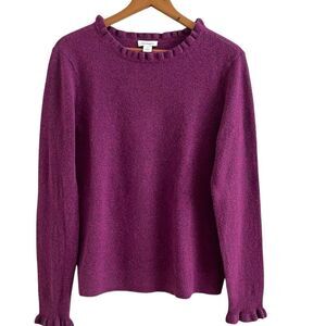 Sundance Aileen Ruffled Wool Cashmere Sweater size S Purple